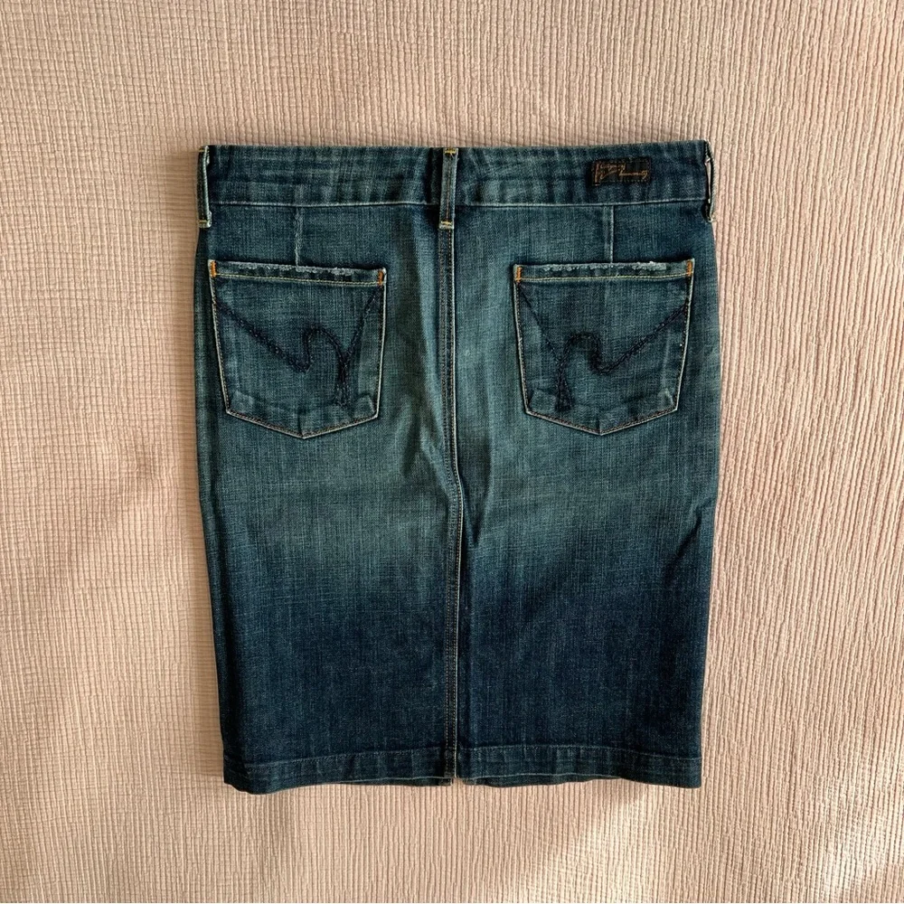 Y2K Citizens of Humanity Sophia #300 Knee Length Blue Stretch Denim Skirt 26